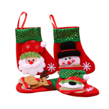 DEQI Recycle Cute Christmas Stocking 3D Hanging Christmas Socks Tree Ornament Gift Candy Bag Santa Snowman Reindeer Decoration